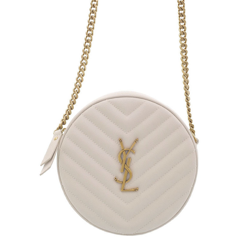 Saint Laurent Paris Vinyl Chain Shoulder Bag Light Gray